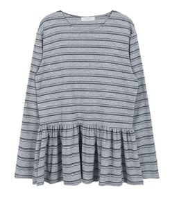 ストライプフリル長袖Tシャツ