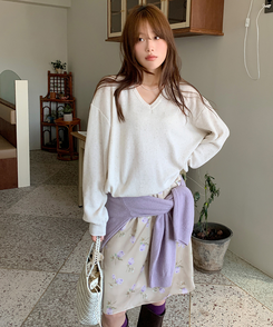 フラワーシフォンミディスカート BEIGE