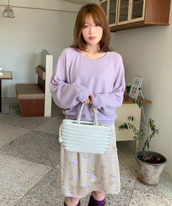 フラワーシフォンミディスカート BEIGE