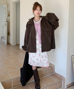 フラワーシフォンミディスカート CREAM