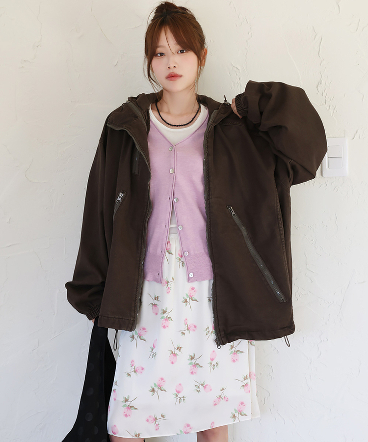 フラワーシフォンミディスカート CREAM