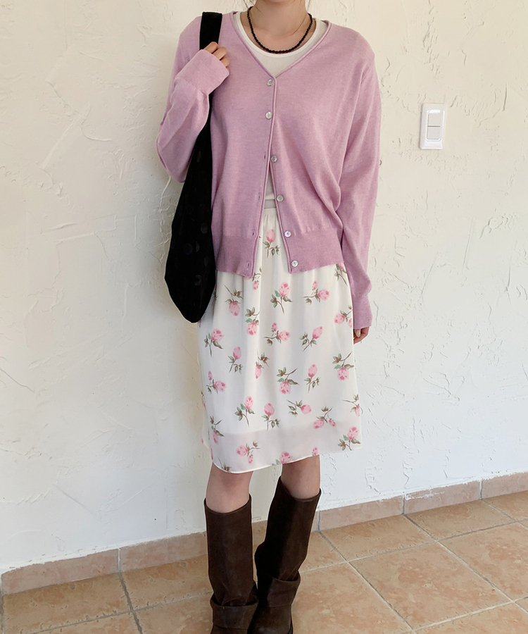 フラワーシフォンミディスカート CREAM