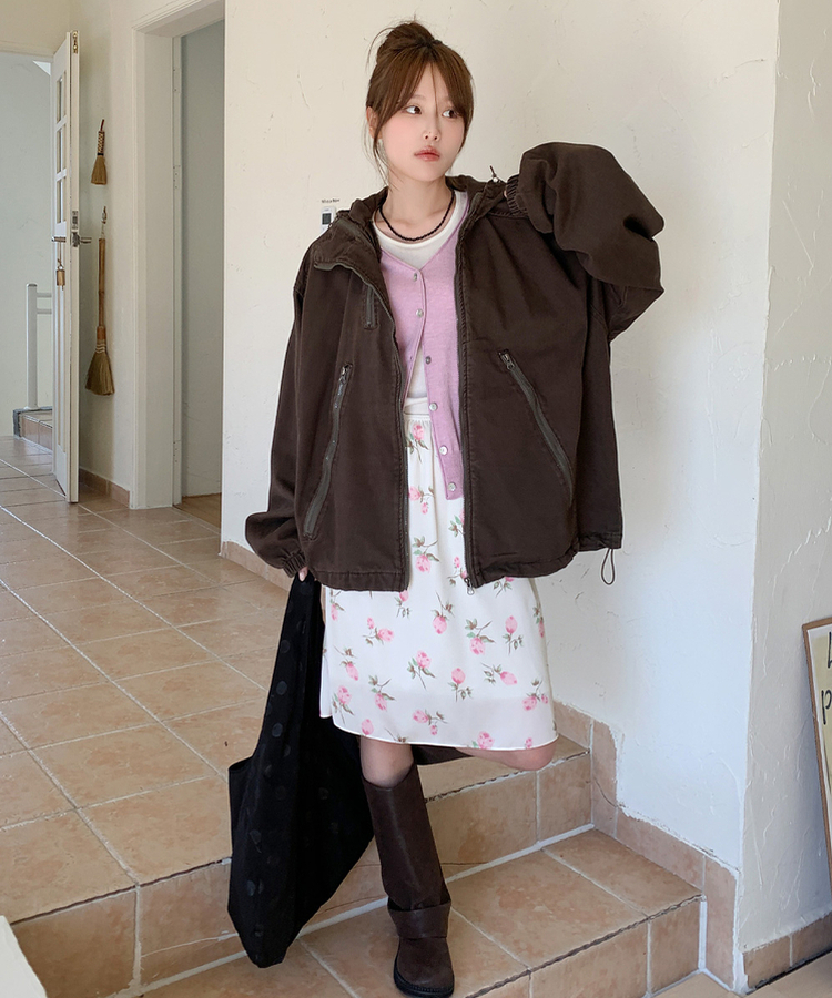 フラワーシフォンミディスカート CREAM