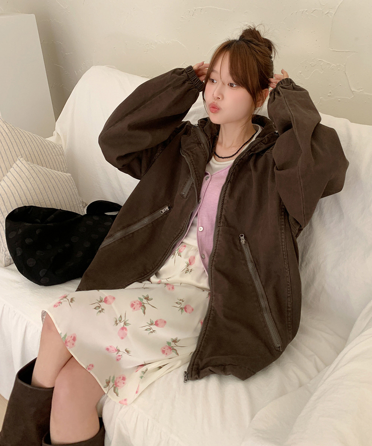 フラワーシフォンミディスカート CREAM