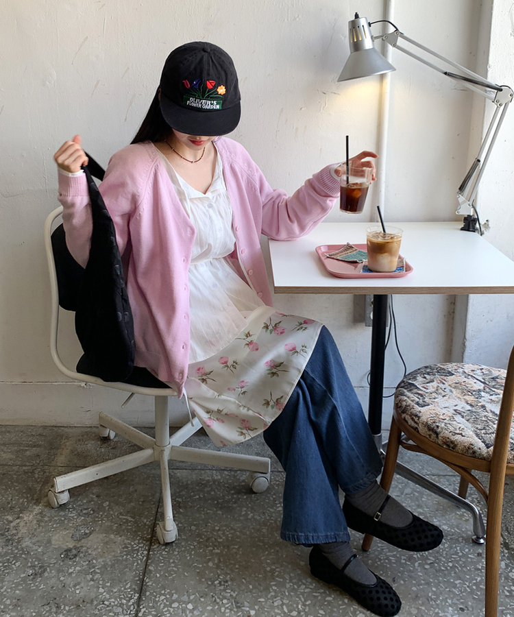 フラワーシフォンミディスカート CREAM