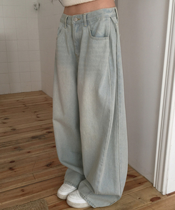 【丈別】サイドピンテックワイドデニムパンツ(5color) LIGHT DENIM