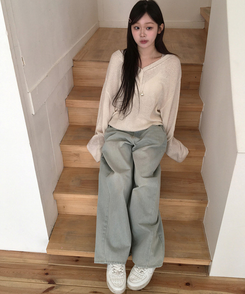 【丈別】サイドピンテックワイドデニムパンツ(5color) LIGHT DENIM