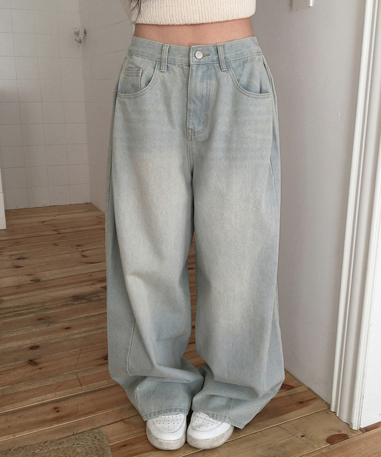 【丈別】サイドピンテックワイドデニムパンツ(5color) LIGHT DENIM