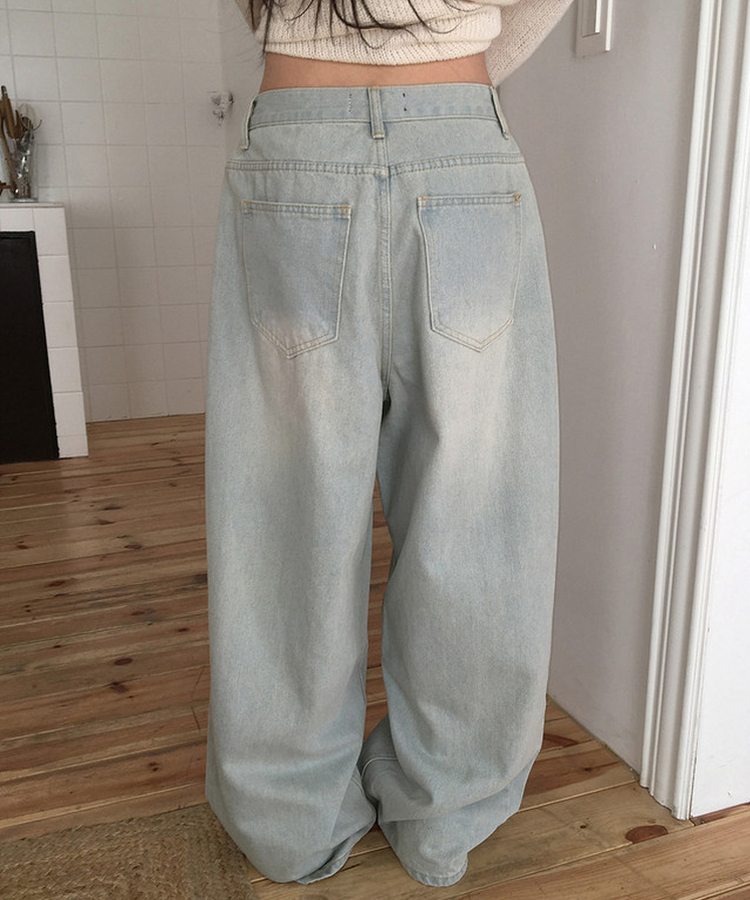 【丈別】サイドピンテックワイドデニムパンツ(5color) LIGHT DENIM