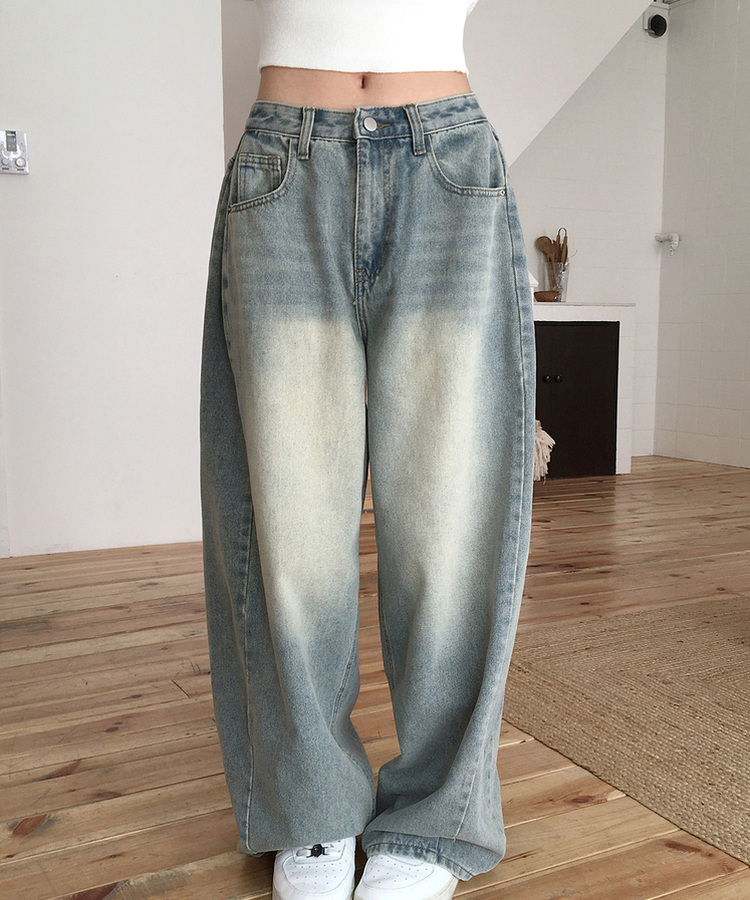 【丈別】サイドピンテックワイドデニムパンツ(5color) MID DENIM