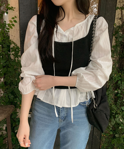 レイヤードニットビスチェ BLACK