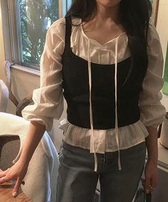 レイヤードニットビスチェ BLACK