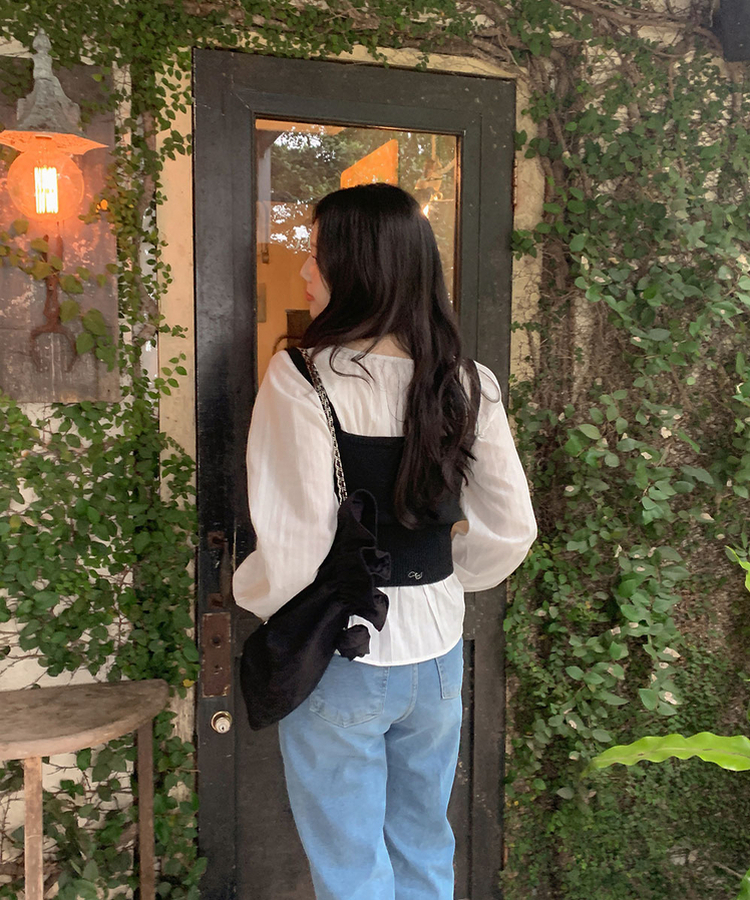 レイヤードニットビスチェ BLACK