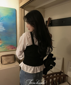 ストラップリボンシアリングブラウス IVORY