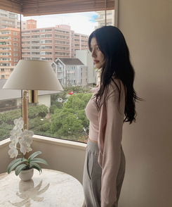 【SET】ホルターキャミソール＋スリムカーディガン(6color) PINK