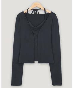 【SET】ホルターキャミソール＋スリムカーディガン(6color)