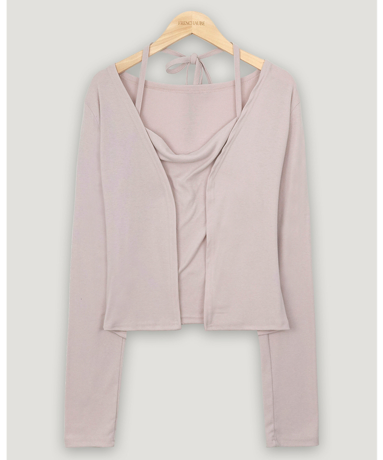 【SET】ホルターキャミソール＋スリムカーディガン(6color)