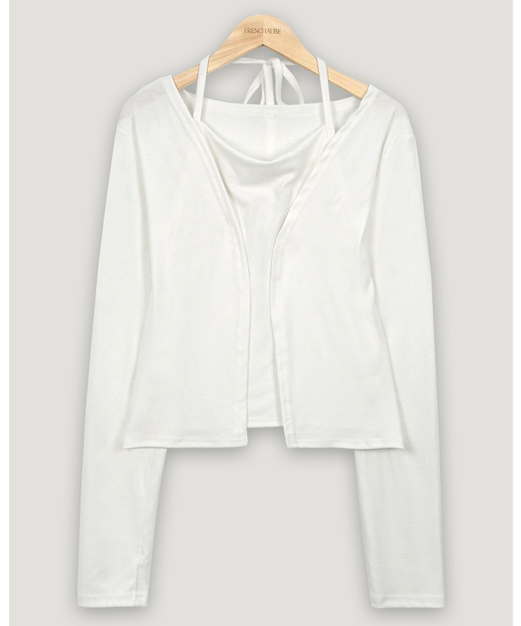 【SET】ホルターキャミソール＋スリムカーディガン(6color)