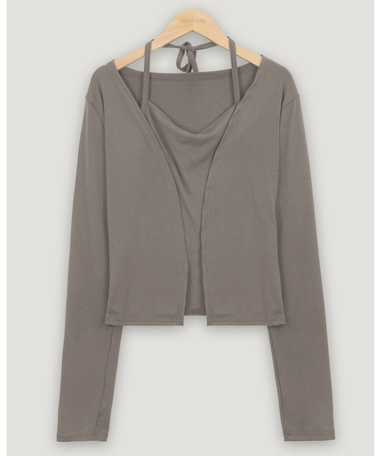 【SET】ホルターキャミソール＋スリムカーディガン(6color)