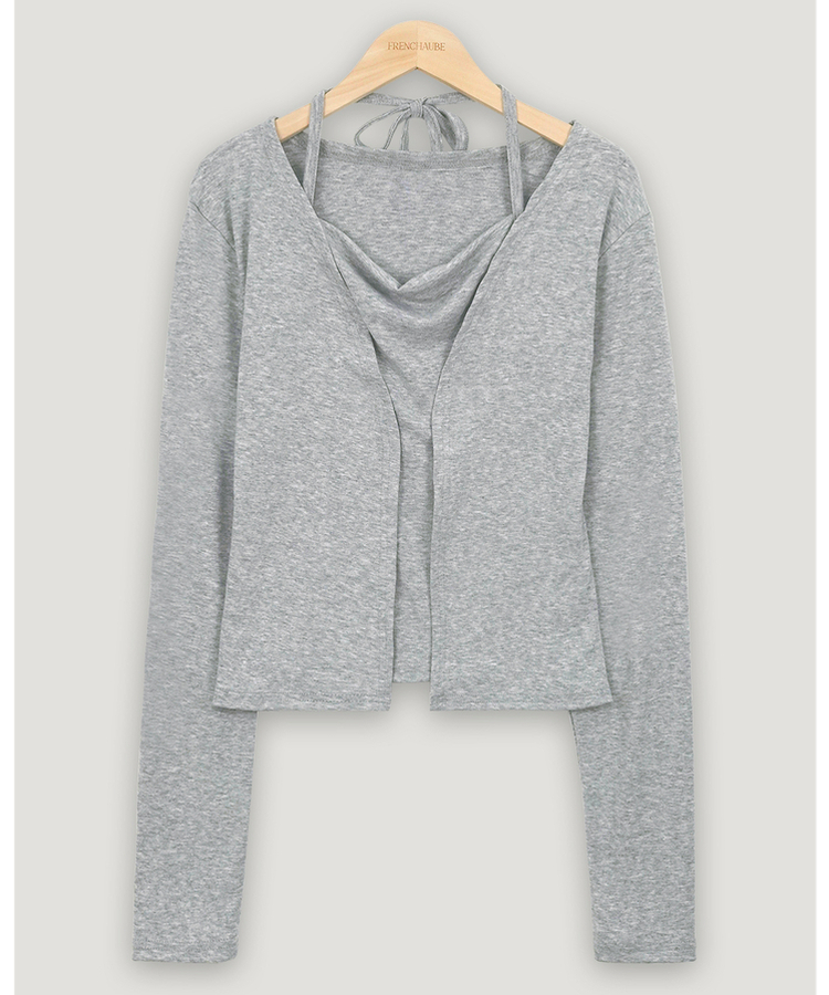 【SET】ホルターキャミソール＋スリムカーディガン(6color)