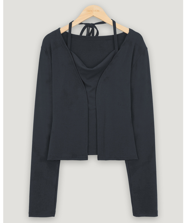 【SET】ホルターキャミソール＋スリムカーディガン(6color)