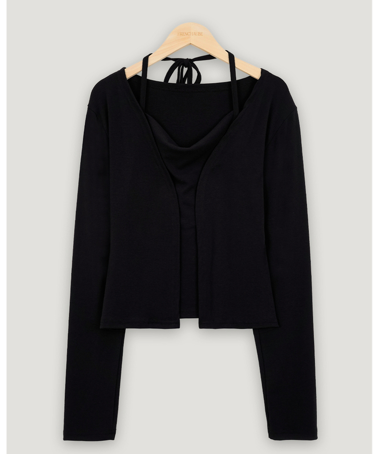 【SET】ホルターキャミソール＋スリムカーディガン(6color)