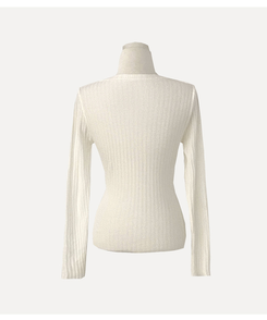 レースボタンリブニット