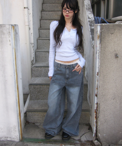 【丈別】ワイドデニムパンツ(6color) GREY