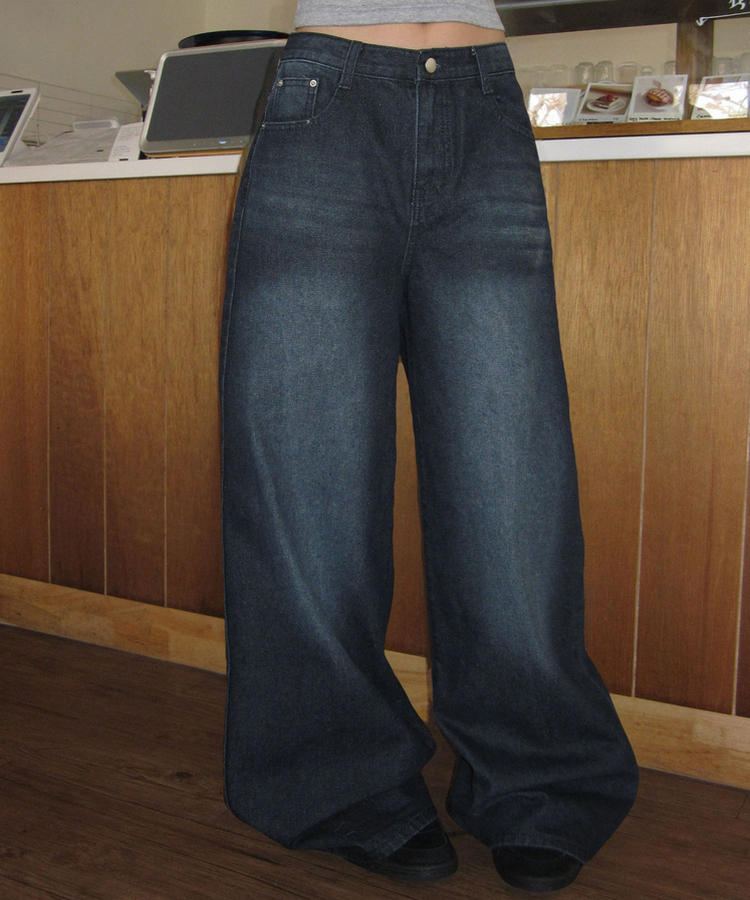 【丈別】ワイドデニムパンツ(6color) DEEP DENIM