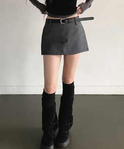 【ベルト付き】サイドスリットミニスカートパンツ CHARCOAL