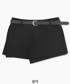 【ベルト付き】サイドスリットミニスカートパンツ