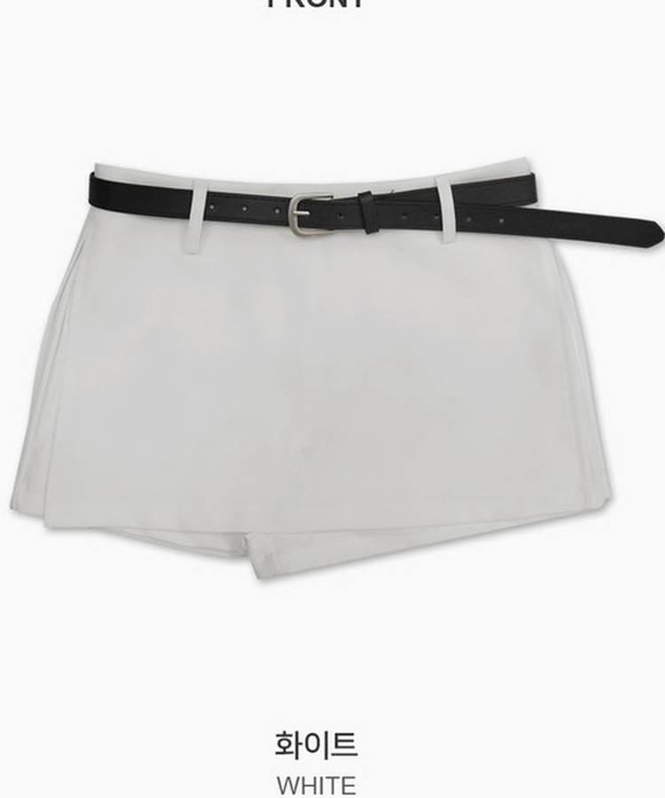 【ベルト付き】サイドスリットミニスカートパンツ