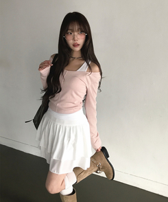 シフォンフレアミニスカート IVORY