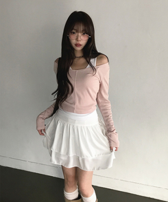 シフォンフレアミニスカート IVORY