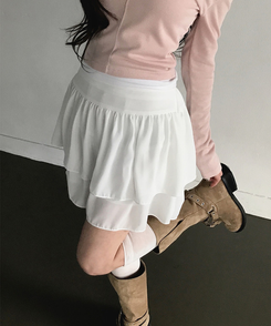 シフォンフレアミニスカート IVORY