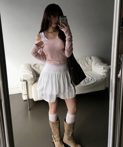 シフォンフレアミニスカート IVORY