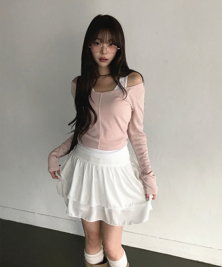 シフォンフレアミニスカート IVORY