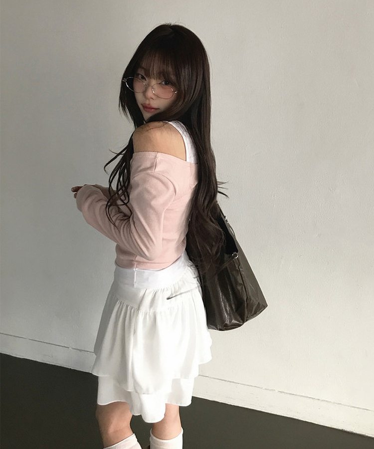 シフォンフレアミニスカート IVORY