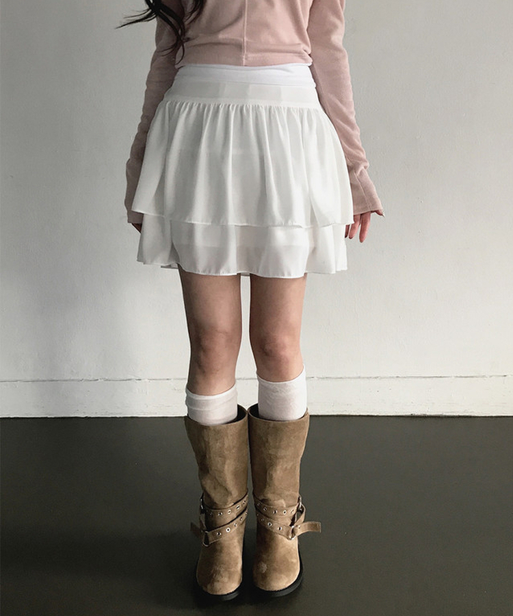 シフォンフレアミニスカート IVORY