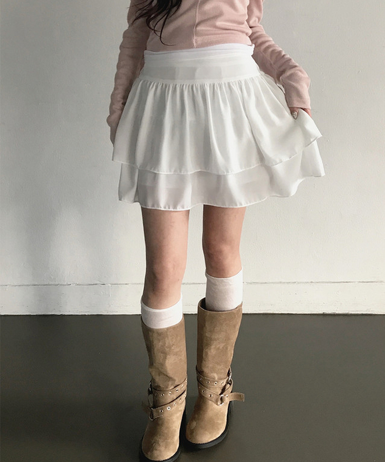 シフォンフレアミニスカート IVORY