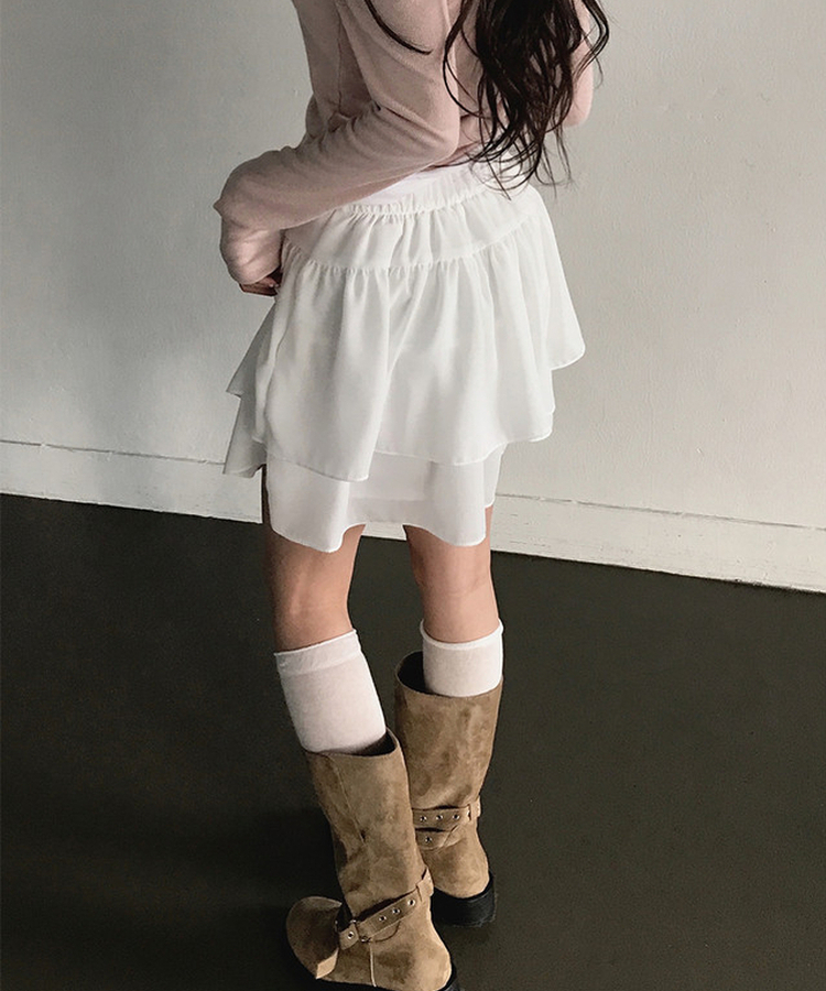 シフォンフレアミニスカート IVORY