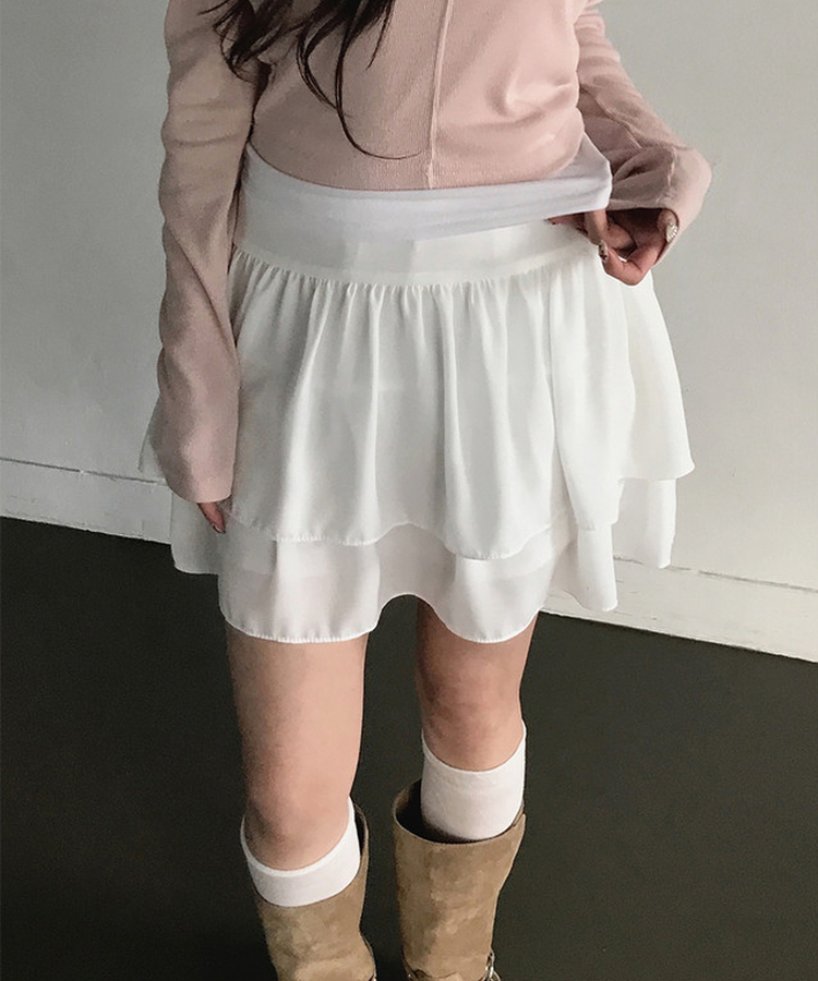 シフォンフレアミニスカート IVORY