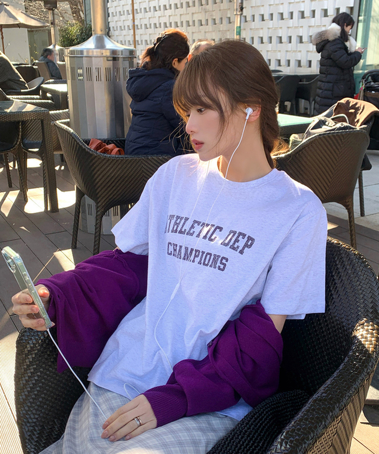 レタリング半袖Tシャツ WHITE MELANGE