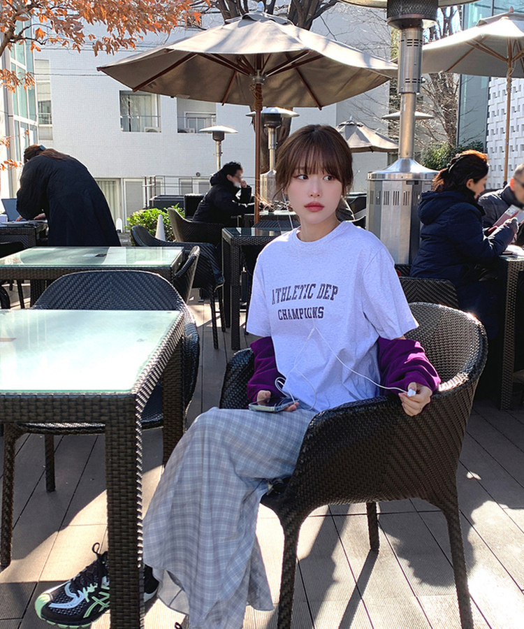 レタリング半袖Tシャツ WHITE MELANGE