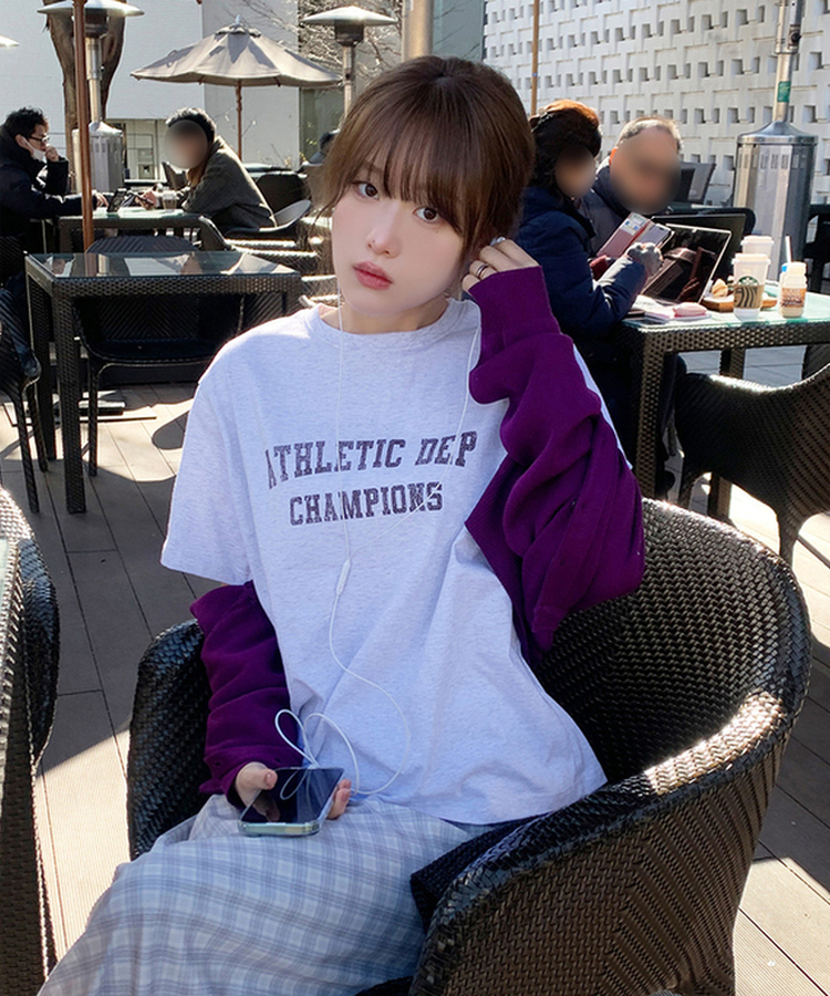 レタリング半袖Tシャツ WHITE MELANGE