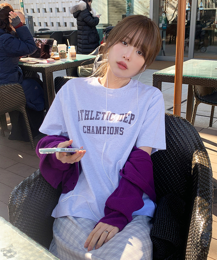 レタリング半袖Tシャツ WHITE MELANGE