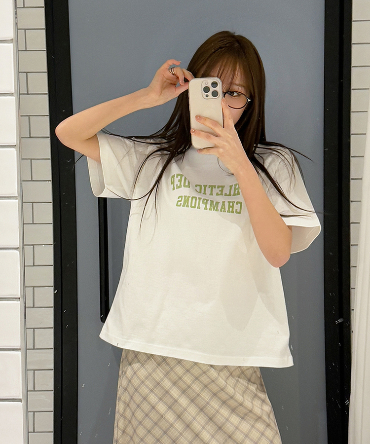 レタリング半袖Tシャツ IVORY