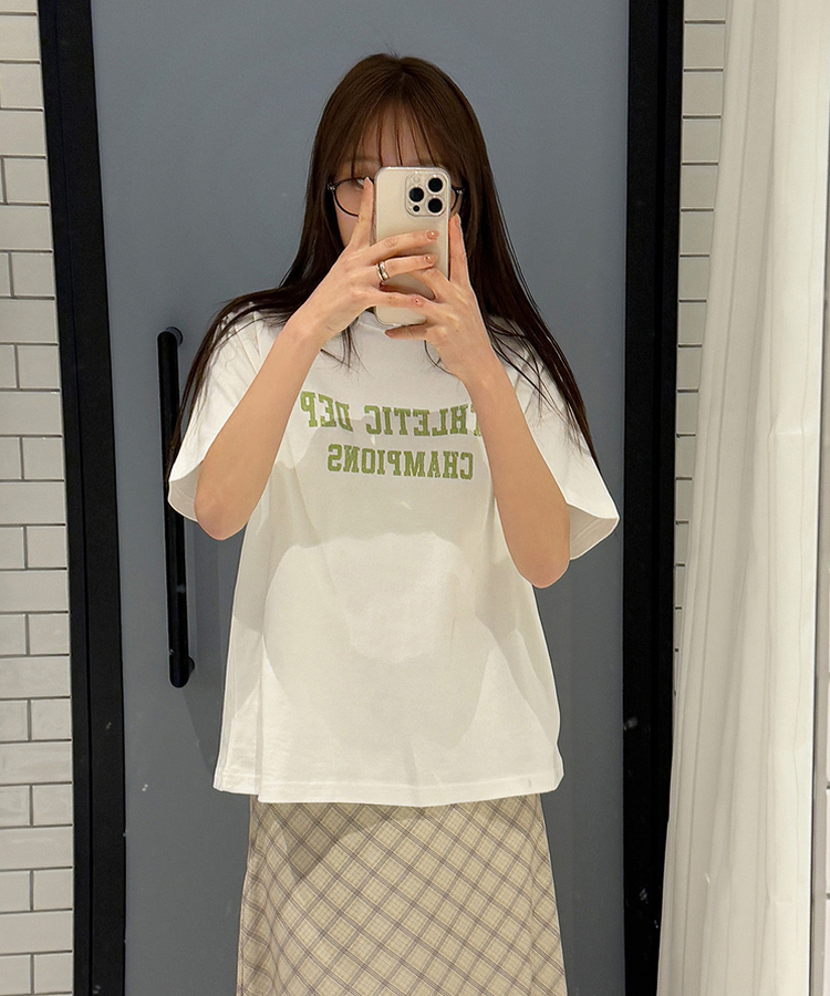 レタリング半袖Tシャツ IVORY