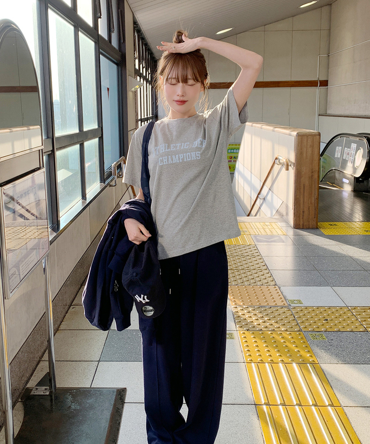 レタリング半袖Tシャツ MELANGE GRAY