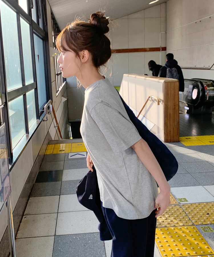 レタリング半袖Tシャツ MELANGE GRAY